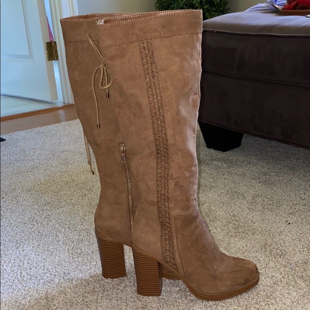Tan suede over the knee boots